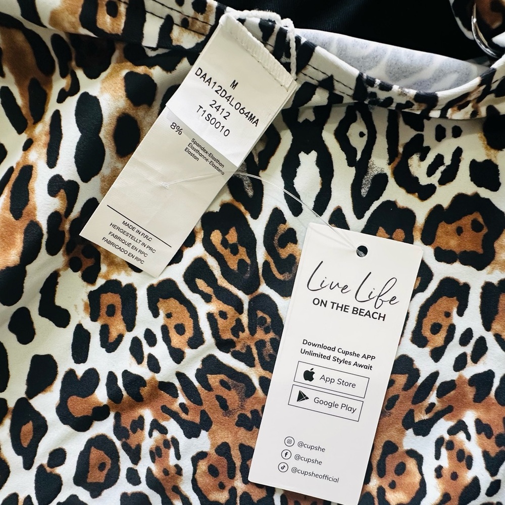 NWT Leopard Pring Tankini / Tummy Control Supportive Swim Top / Size Medium - Picture 7 of 12